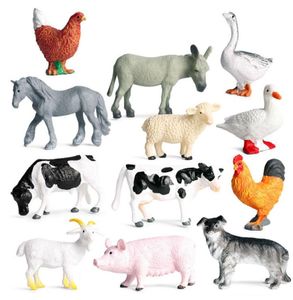 12 stücke Simulation Mini Bauernhof Zoo Tiere Geflügel Action-figuren Lebensechte Bildung Kinder Kinder Modell Spielzeug Geschenk Cartoon Toys1460246