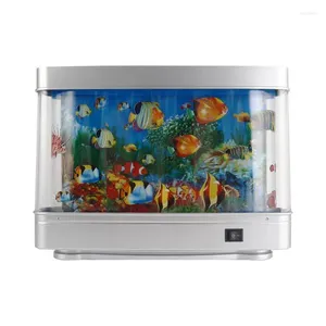 Lâmpadas de mesa Falso Peixe Lâmpada Artificial Aquário Decorativo Sensorial Virtual Ocean Night Light para Desk Kids Room