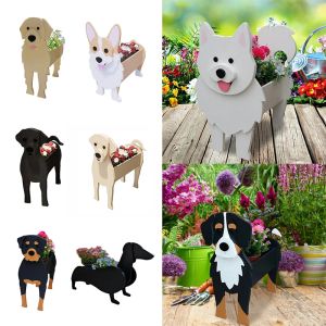 Pots Garden Flower Pot Dog Shape Planter Poodle Corgi Yorkshire Animal Pots Plastic Flowerpot Plant Container DIY Garden Home Decor