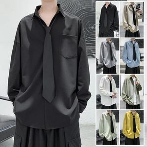 Männer Casual Hemden Koreanische Mode Männlichen Langarm Tops Frühling Herbst 2024 Mens Harajuku Übergroßen Hemd Button Up Blusen L11