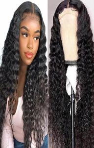 30 32 Inch 13x4 Deep Wave Human Hair Wigs HD Transparent Lace Front Synthetic Curly Wig For Black Women Brazilian Wet And Wavy2314876