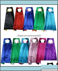 Theme Costume Costumes Cosplay Apparel 27 Inch Plain Superhero Capes For Kids Double Layer Satin Dress Up Super Hero 11 Color Matc1943096