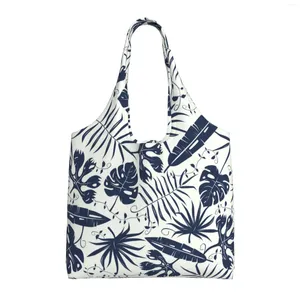 Shopping Bags Tropical Plant Leaves Woman Tote Bag Reusable Handbag For Work Travel Business Beach School