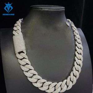 Nya processsmycken 18mm 925 Silver Ice Out Mossinate Diamond Cuban Chain Halsband Män Rostfritt stål Kubansk länkkedja