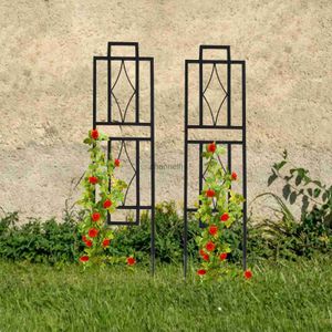 Andra trädgårdsbyggnader 2st Metal Garden Trellis Vines Climb Plant Outdoor Trellis 30 Tall Heavy Duty Flower Plimbing Stand Rack Rustproof Black YQ240304