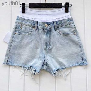 Women's Jeans Letter Print Short Jeans Women High Waist Shorts Spring Summer Sexy Pants Fashion Breathable Pants 240304