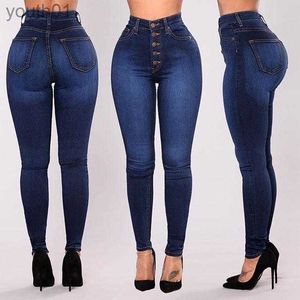 Women's Jeans New Style Jeans Hot Selling High Waisted Slim Fit Denim Pants Solid Long Jeans 240304
