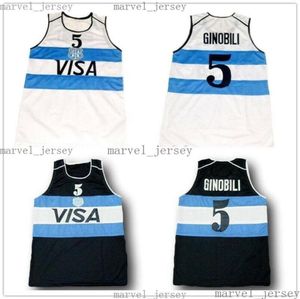 cheap Manu Ginobili 5 Team Argentina Basketball Jerseys Stitched White Navy MEN WOMEN YOUTH XS5XL7934098