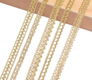 Band 510 Yards Gold Spitzenbesatz Kurve Stoff Nähen Tausendfüßler geflochten Hochzeit Handwerk DIY Kleidung Zubehör Home DecorRibbon9136055