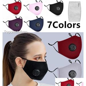 Designer Masker 7Colors Fashion Unisex Cotton Face With Breath Vae PM2.5 Mouth Mask Anti-dust återanvändbart tyg 1 st-filter inuti Dro Dhejf