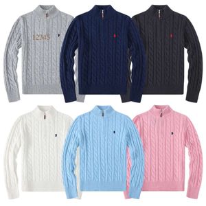 Suéter masculino outono lã casual pequeno cavalo puxar meio zíper ralp polo chandail cardigan jaqueta inverno manga comprida suéter pulôver feminino com capuz tamanho S-2XL 38