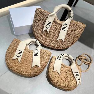 Fashion Hot Neutral Luxury Designer Woody Large Capacity Classic Letter Ribbon Woven Bag Hand Shopping Bag No Box