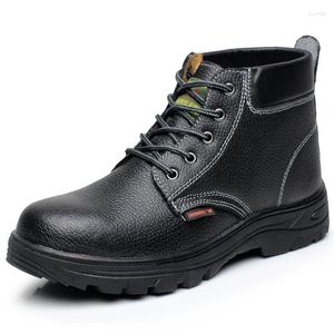 Botlar Erkekler Sıradan Artı Boyut Güvenlik İnek Deri Çelik Ayak Parçaları Çalışma Ayakkabıları Sonbahar Kış Kar Güvenliği Önyükleme Seguridad Zapato