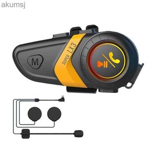 Handy-Kopfhörer 2X LX3 Helm Bluetooth Headset 1200MAH Motorrad BT5.0 Drahtloser Freisprechanruf Stereo Anti-Jamming Wasserdicht YQ240304