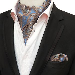 Linbaiway Men Suits Ascot Tie Set For Man Cravat Ties Handkerchief Floral Paisley Pocket Square Wedding Custom LOGO Neck2100
