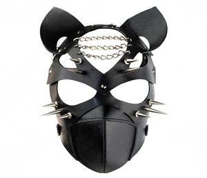 Máscara de couro fetiche para homens e mulheres ajustável cosplay unisex bdsm bondage cinto restrições máscaras de escravos casais t l1 2107221192214