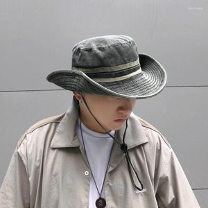 Berets Fashion Fishing Hiking Sun Hat Men Women Boonie Cap Wide Brim Bucket Outdoor Safari Summer Cotton