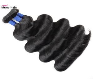 Ishow 10a peruano onda do corpo cabelo humano 34 pacotes ofertas kinky encaracolado solto profundo indiano remy extensões de trama cabelo em linha reta para wom5711060