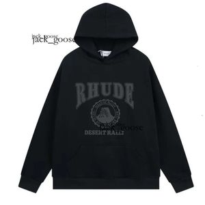 Rhude Hoodie Full Zip Up Hoodies Jaqueta Hoodies Designer High Street Moda Marca Carta Bordado Rhude Solto Terry Hoodie Cardigan 956