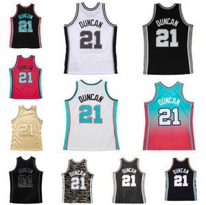 Dikişli Basketbol Forması Tim Duncan 1998-99 2001-02 Finaller Örgü Hardwoods Klasik Retro Jersey Erkek Kadın Gençlik S-6XL
