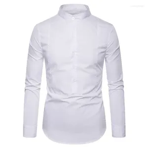 Roupas étnicas Camisa Árabe Chegada Preto e Branco Pure Color Patchwork Manga Longa para Homens Muçulmanos Jubba Thobe