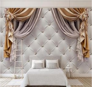 3d wallpaper custom po mural 3d European curtain soft package TV background wall home decor wall art pictures4738673