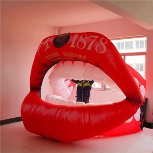 6 mH (20 Fuß) mit Gebläse, rote aufblasbare Lippen mit Streifen für die Dekoration von Stadtveranstaltungen, Bühnen oder Hochzeitsfeiern, Nachtclubs