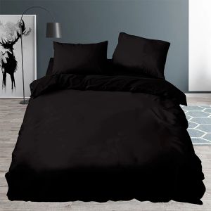 sets Black Duvet Cover 220x240/220x260,Bedroom Minimalist Style Skinfriendly Soft Quilt Cover with Pillowcase Bedding Set Queen/King