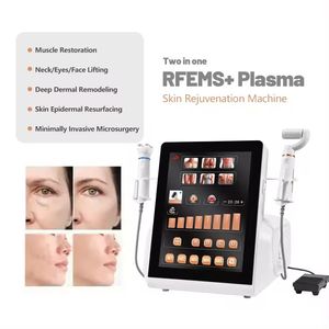 2 in 1 Plasma RFEMS Macchina Rimozione della cicatrice dell'acne Trattamento delle smagliature Rafforzamento della pelle Sollevamento del viso Rimozione dei talpe della verruca