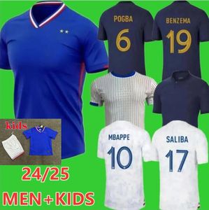 2024 프랑스 홈 저지 Mbappe 축구 유니폼 24 25 Dembele Coman Saliba Kante Maillot de Foot Equipe Maillots Griezmann Kids Kits 남자 축구 셔츠