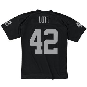 Stitched Football Jersey 42 Ronnie Lott 1991 Black Mesh Retro Rugby Jerseys Män kvinnor och ungdom S-6XL