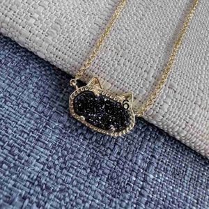 Pendant Necklaces Kendrascotts Designer Jewelry Kendras Scotts Necklace Elisa Fashion Geometric Oval Small Cat Ears Cool Black Crystal Tooth Collar Cha