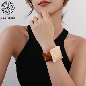 Bangle Vintage Gold Color Silver Handmade Bangles For Women Trendy Square Alloy Metal Geometric Bracelets Goth Jewelry Accessory
