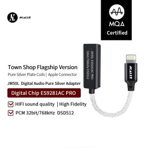 Accessories JCALLY JM50 USB C DAC JM50L Lightning Audio Decoding Adapter Cable Type C to 3.5mm Decoding Earbuds Amplifier MQA ES9281AC pro