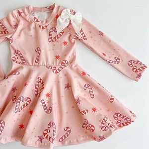 Mädchenkleider FOCUSNORM 0-4 Jahre Herbst Kinder Mädchen Weihnachten Schönes Kleid Musterdruck Langarm Rüschen Knielang A-Linie