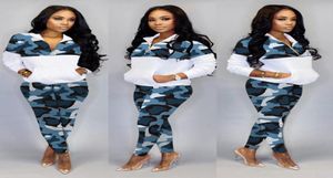 Womens Casual 2 Piece Pants Outfits Camouflage Print Color Block Long Sweatsuits Tracksuits Sets1214520