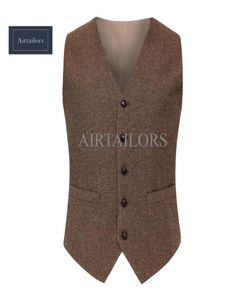 2018 Vintage Wool Herringbone Tweed Vests Brand Herren Suit Vest Slim Fit Farm Wedding Vest for Men Formal Waistcoat Men5875999