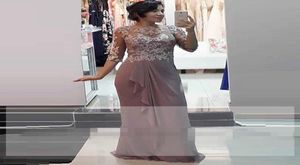 Vestido Novia Mother of the Bride sukienka na kolację Noc 2020 Plus Size Szyfonowa Długa sukienka wieczorowa Suknie z rękawami 4656392