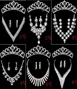 Charmiga 3 stycken brudtillbehör 6 stilar silver stud och clip crystal bröllop krona 6 stilar parti tiaras kronor för 9170754