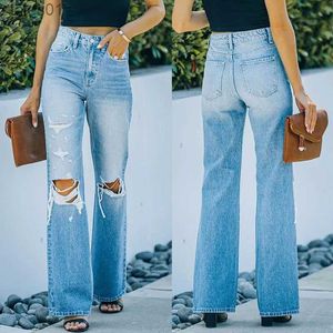 Women's Jeans Jeans Style Simple Temperament With Pockets Straight Washed Denim Trousers 240304