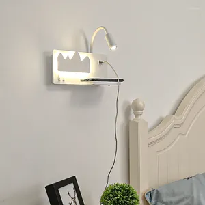Wall Lamp Modern Simple Led Lights Bedroom Living Room Bedside Light Staircase Aisle Background With Switch Usb