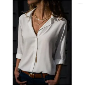 Blusas femininas blusa branca topos casual senhora do escritório trabalho único breasted topo 2024 verão estilo rua camisas femininas