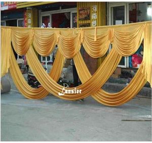 6 Meter Länge Hochzeit Party Eis Seide Stoff Vorhang Gold Swag Bühne elegante Mode Drape Vorhang Hintergrund6057251