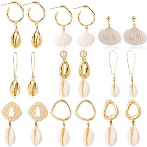 Bohemian Instagram Ocean Jewelry Pearl Alloy Natural Summer Shell Earrings