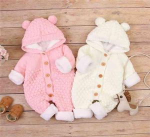 Baby Rompers dzianiny dla niemowląt chłopcy dziewczynki Jumn zima miękka ciepła ciepła gęsta noworodka bebes polar 024m H08209243439