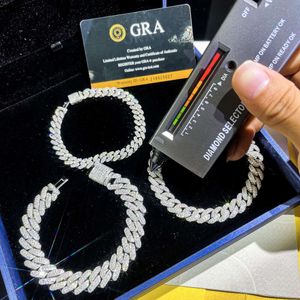 Provence Hurtowa cena białe złoto 2 rzędy mrożone mrożone moissanite Diamond 10 mm kubańska bransoletka dla mężczyzn i kobiet