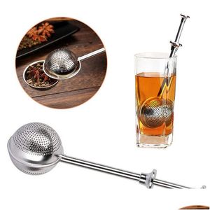 Coffee Tea Tools Stainless Steel Infuser Sphere Mesh Telescopic Teas Strainer Sugar Flour Sifters Filters Interval Diffuser Handle Dhbce