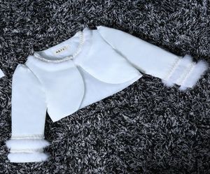 Nova chegada do bebê meninas bolero crianças inverno grosso cetim curto jaqueta com pele do falso formal crianças roupas 6336294