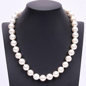 Anhänger Halsketten GG 18'' 12mm Natürliche Weiße Farbe Runde Form Sea Shell Perlmutt Choker Halskette Geschenke Für Frauen