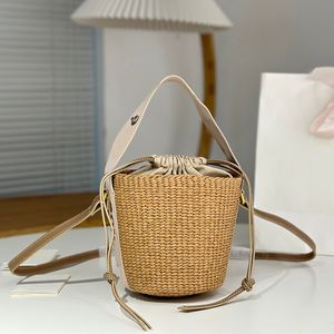 Designer Bucket Bag Beach Bag Raffia Woven Bag 5a Mirror Quality New Fashion Bag Mini Handväska D0040